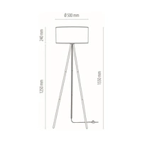 Lampa podłogowa Dove 1xE27 maks. 40W Czarny metal/czarny kabel PCV/czarny klosz z tkaniny 15113004