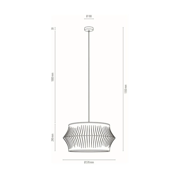 Lotus Pendant Lamp 1xE27 Max.60W Black Metal/Transparent PVC Cable/Gray Fabric Shade 15640104