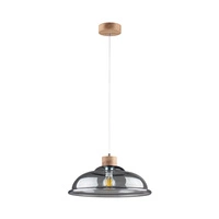 Molde Pendant Lamp 1xE27 Max.60W Oiled Oak/Transparent PVC Cable/Smoked Glass 9883074