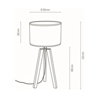 Malo Table Lamp 1xE27 Max.60W Oiled Oak/Transparent PVC/Multicolor 94315074