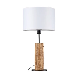 Pino Table Lamp 1xE27 Max.40W Stained Pine Brown/Black Metal/Black Fabric Cable/White Fabric Shade 77627904