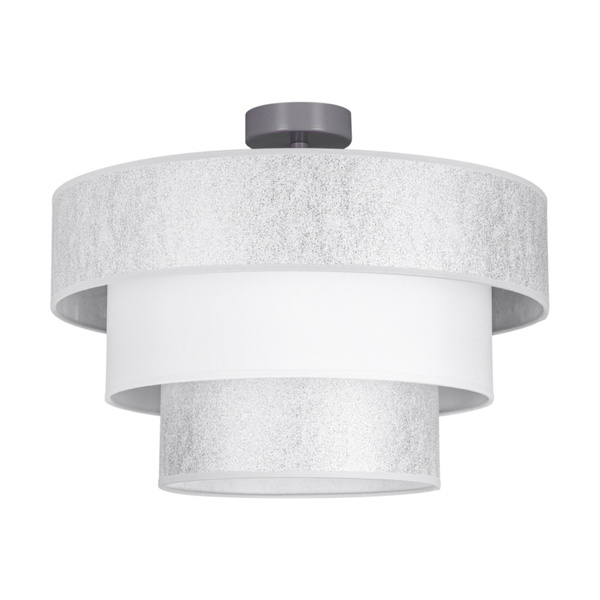 Prata Ceiling Lamp 1xE27 Max.40W Gray Metal/Silver-White Fabric Shade