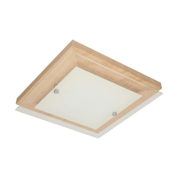 Finn Ceiling Lamp Incl. 1xLED Integrated 1200lm 2700K 14W Birch Wood/Chrome Metal/White-Transparent Glass 4022960