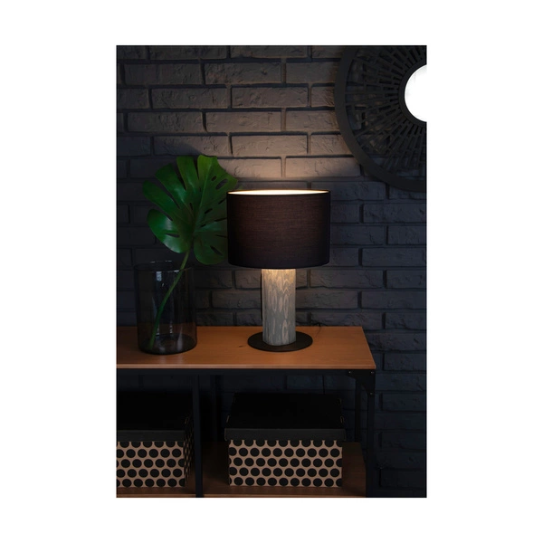 Pino Mix Table Lamp 1xE27 Max.40W Stained Pine Gray/Black Metal/Black Fabric Cable/Anthracite Fabric Shade 776048904
