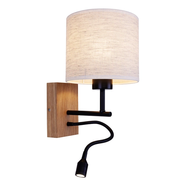 Boho Wall lamp 1xE27 Max.25W, 1xLED Integrated 2.5W Oiled Oak/Black/Beige 57291974