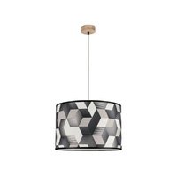 Espacio Pendant Lamp 1xE27 Max.60W Oiled Oak/Transparent PVC Cable/Multicolor Wallpaper 164840174