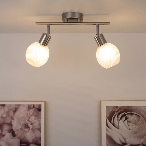 Lampa Sufitowa Sara 2xE14 Max.40W Metal Satin/Białe Szkło 2841022