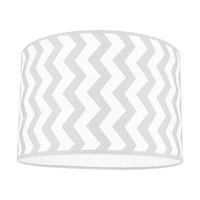 Lampshade Cylinder E27 H40 White-Blue Cotton with zigzag pattern A0268