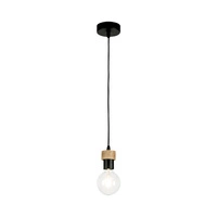 Clarte Pendant Lamp 1xE27 Max.60W Oiled Oak/Black Metal/Black Fabric Cable 3271104