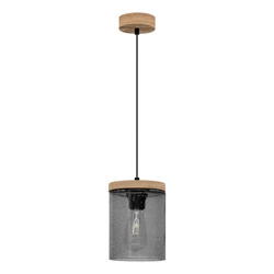 Monsun Pendant Lamp 1xE27 Max.60W Stained Pine Brown/Black PVC Cable/Smoked Glass 161859151