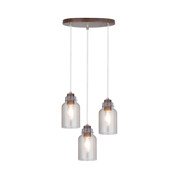 Alessandro Wood Pendant Lamp 3xE27 Max.60W Walnut/Transparent 1760376R