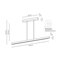Smal Pendant Lamp 1xLED 24V Integrated 1431lm 3000K 15W Walnut Beech Wood/Transparent PVC Cable with Touch Dimmer 1509676