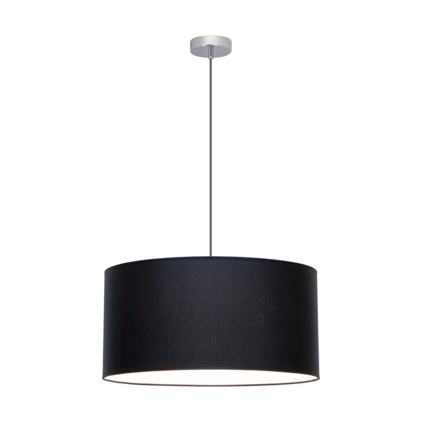 Rima Pendant Lamp 1xE27 Max.60W Chrome Metal/Anthracite Fabric Cable/Black Fabric Shade 197731128