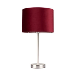 Scarlett Table Lamp 1xE27 Max.40W Satin Metal/Transparent PVC Cable/Maroon Velvet Shade 7755027