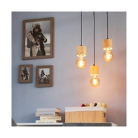 Pino Pendant Lamp 3xE27 Max.60W Natural Pine/Black Metal/Black PVC Cable 7161350R