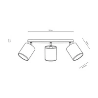 Atike Ceiling Lamp 3xE27 Max.25W Oiled Oak/Chrome Metal/Black Fabric Shade 197546374