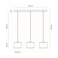 Dove Pendant Lamp 3xE27 Max.40W Oiled Oak/Transparent PVC Cable/Gray Fabric Shade 16390374