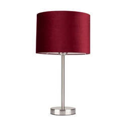 Scarlett Table Lamp 1xE27 Max.40W Satin Metal/Transparent PVC Cable/Maroon Velvet Shade 7755027