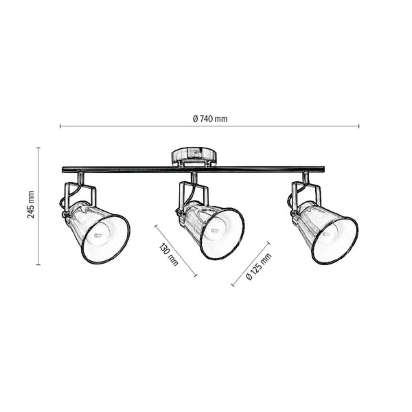 Tekla Ceiling Lamp 3xE27 Max.60W Patina Metal 2742311