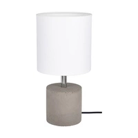 Strong Round Table Lamp 1xE27 Max.25W Gray Concrete/Black PVC Cable/White Fabric Shade 6091936