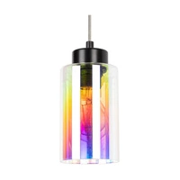Meno Pendant Lamp 3xE27 Max.60W Black Metal/Transparent PVC Cable/Multicolor Glass 1030420220760