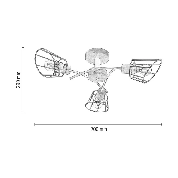 Linra Ceiling Lamp 3xE27 Max.40W Oiled Oak/Black Metal 183989