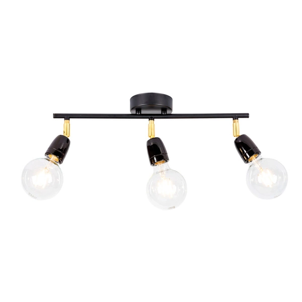 Porcia Ceiling Lamp 3xE27 Max.25W Black Metal/Gold Metal/Black Ceramics 8127304