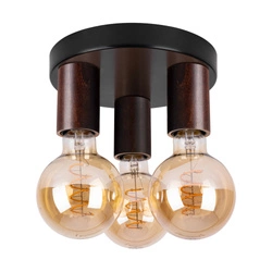 Notri Ceiling Lamp 3xE27 Max.15W LED Stained Pine on Walnut/Black Metal 4037618300000