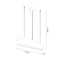 Illumina Pendant Lamp Incl. 1xLED Integrated 1350lm 3000K 35W White Metal/Transparent PVC Cable/White Fabric Shade 1932102