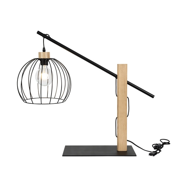 Lampa stołowa Mandarine 1xE27 Max.60W Dąb olejowany/Czarny metal/Czarny kabel z tkaniny 85014904