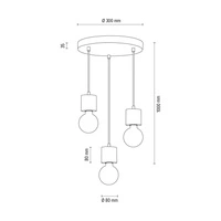 Trongo Round Pendant Lamp 3xE27 Max.60W Walnut Beech Wood/Black Fabric Cable 7069376R