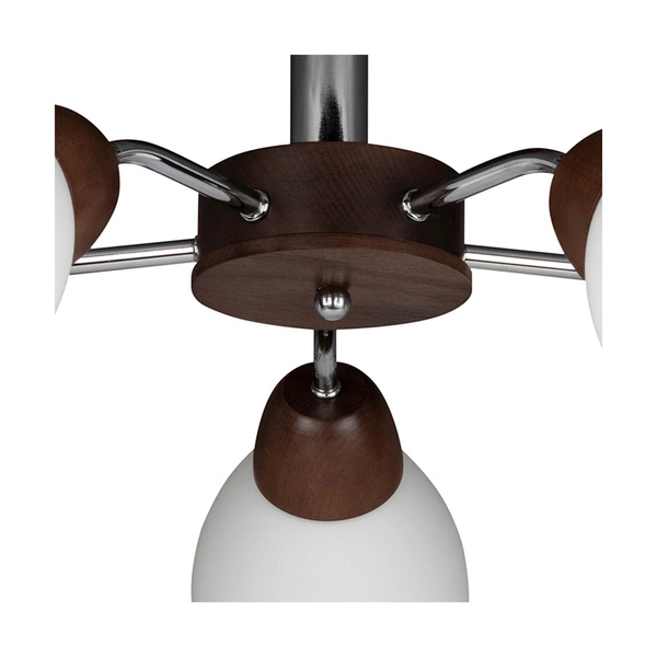 Lampa sufitowa z drewna Parma 5xE27 maks. 60W drewno bukowe orzechowe/chrom metal/białe szkło 8320576