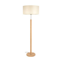 Benita Floor Lamp 1xE27 Max. 60W Oiled Oak/Matte Nickel/Cream-Silver