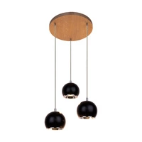 Ball Wood Pendant Lamp Incl. 3xLED GU10 5W Oiled Oak/Black Metal 5143374R