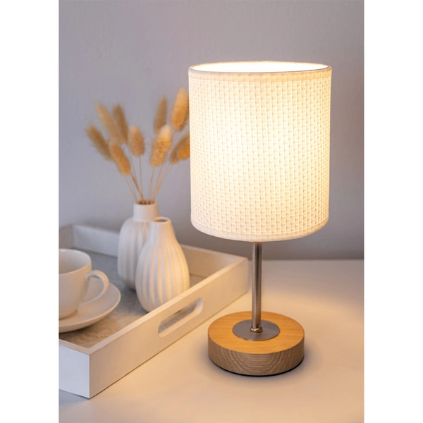 Benita Table Lamp 1xE27 Max. 25W Oiled Oak/Matte Nickel/White 7017400911549