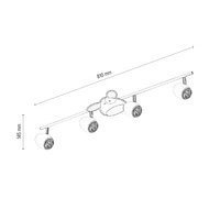 Doggy Ceiling Lamp 4xGU10 Max.50W White Metal/Chrome Metal/Multicolor Synthetic Material with Dog Pattern 2104402