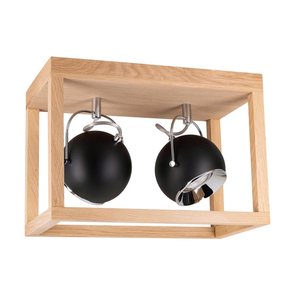 Roy Ceiling Lamp Incl.2xLED GU10 5W Oiled Oak/Black Metal 5224274