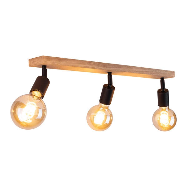 Tamea Ceiling Lamp 3xE27 Max.60W Oiled Oak/Black Metal 2037319800000