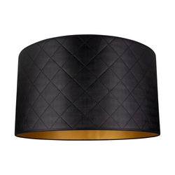 Lampshade Cylinder E27 H40 Black ECO Leather with gold matt foil A0762
