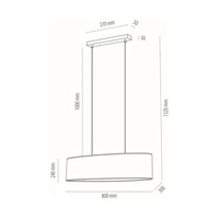 Dove Pendant Lamp 2xE27 Max.40W Chrome Metal/Transparent PVC Cable/White Fabric Shade 17380228