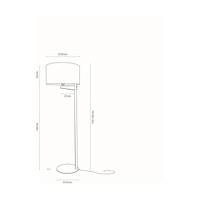 Alina Floor Lamp 1xE27 Max.60W Oiled Oak/Black Metal/Black Fabric Cable/White Fabric Shade 751021904