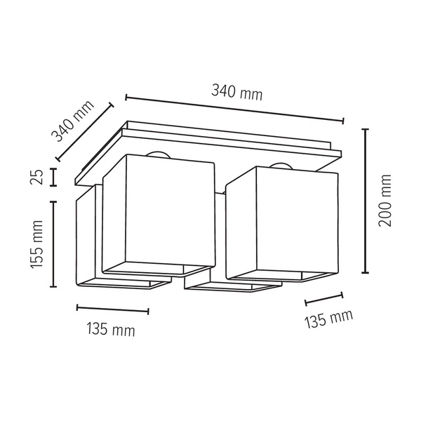 Rivoli Ceiling Lamp 4xE27 Max.25W Chrome/White 8582428_SL