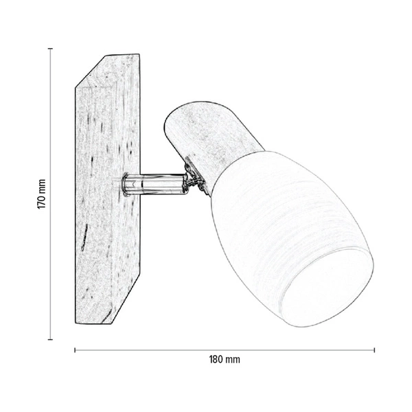 Birgit Wall Lamp 1xE14 Max.40W Birch Wood/White Glass 2016016720766