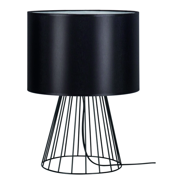 Swan Table Lamp 1xE27 Max.40W Black Metal/Black PVC Cable/Black Fabric Shade