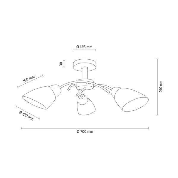 Lampa Sufitowa Viletta Wood 3xE27 Max.60W Dąb Olejowany/Czarny Metal/Białe Szkło 8142374