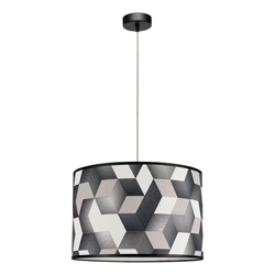 Espacio Pendant Lamp 1xE27 Max.60W Black Metal/Transparent PVC Cable/Multicolor Wallpaper 154840104