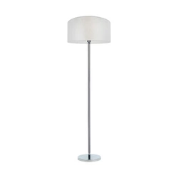 Lampa podłogowa Prata 1xE27 maks. 60W chromowany metal/przezroczysty kabel PVC/srebrny klosz z tkaniny 957283127