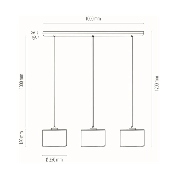 Dove Pendant Lamp 3xE27 Max.40W Chrome Metal/Transparent PVC Cable/White Fabric Shade 15380328