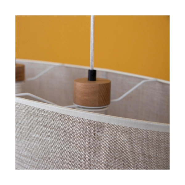 Boho Hanging Lamp 2xE27 Max.40W Oiled Oak/Transparent PVC/Beige 17910274