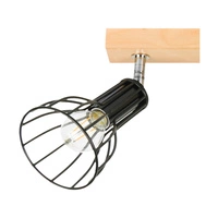 Megan Wood Ceiling Lamp 2xE14 Max.40W Birch Wood/Black Metal 2344260